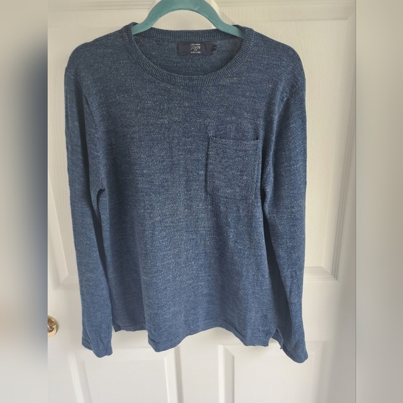 J. Crew Mens 100% Cotton Long Sleeve Marled Pullover with Chest Pocket Size S - Picture 1 of 9